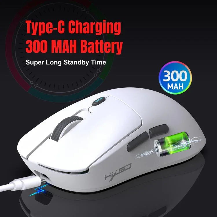HXSJ T68 3 Modes Wired 2.4G BT5.1 Wireless Lightweight Gaming Mouse, T68