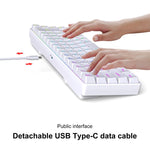 HXSJ V200 Russian Version Wired RGB Backlit Mechanical Keyboard 68 Key Caps, Cable Length: 1.7m, V200 Russian Version White