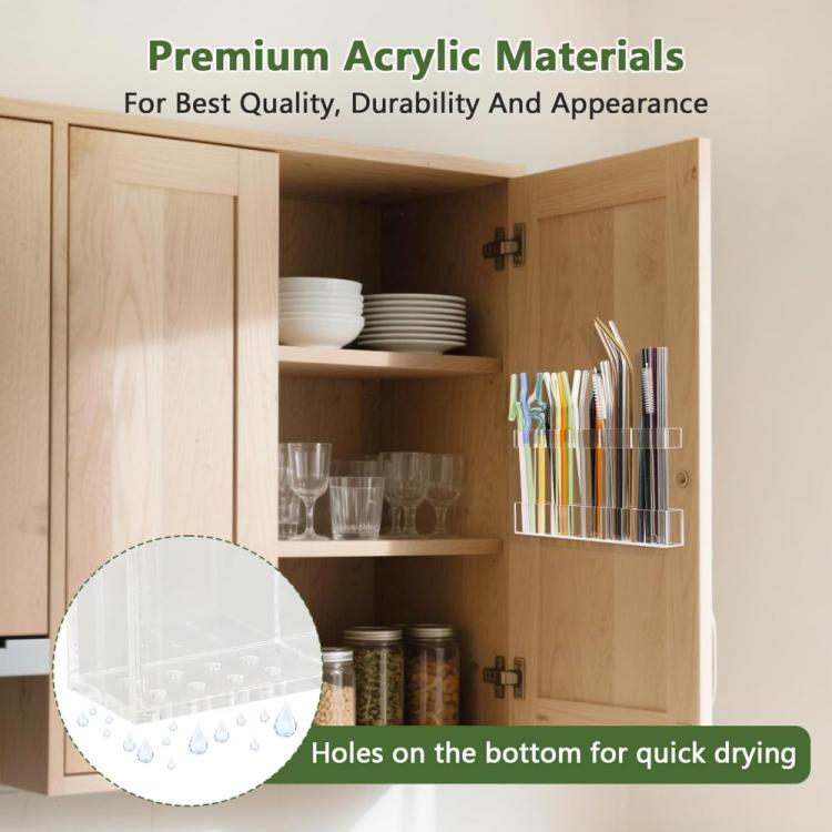 YX166 Acrylic Straw Wall Mount Bracket, with Double Sided Adhesion Stickers, YX166
