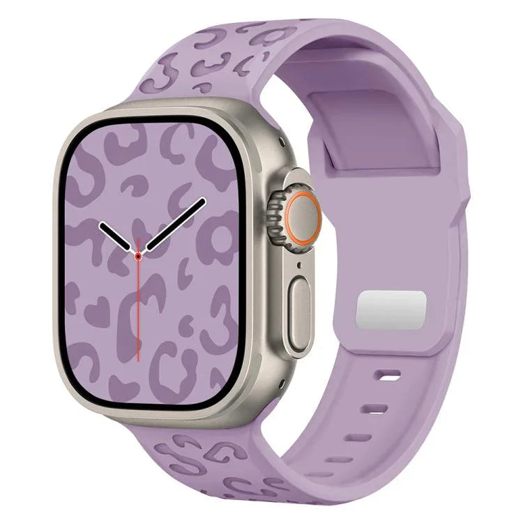Buckle Concave Leopard Silicone Watch Band, For Apple Watch 46mm / 49mm / 45mm / 44mm, For Apple Watch 42mm / 41mm / 40mm / 38mm