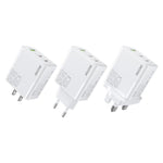 WK WP-U66 Kinkong 65W Dual USB-C / Type-C + USB GaN Fast Charger, UK Plug, US Plug, EU Plug
