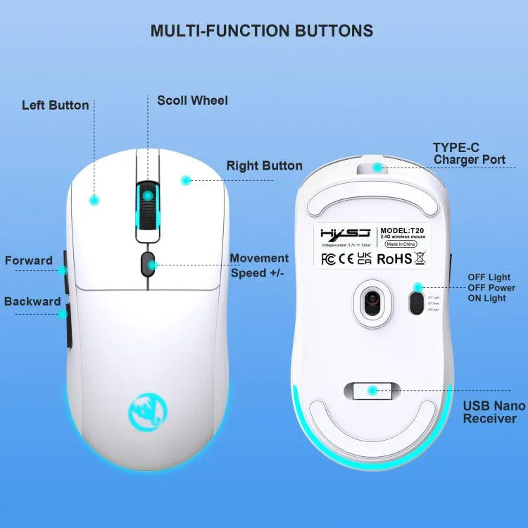 HXSJ T20 2.4GHz Rechargeable Wireless Mouse