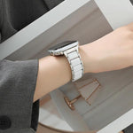 Three Beads Ceramics 18mm Steel Watch Band, For Apple Watch 46mm / 49mm / 45mm / 44mm, For Apple Watch 42mm / 41mm / 40mm / 38mm