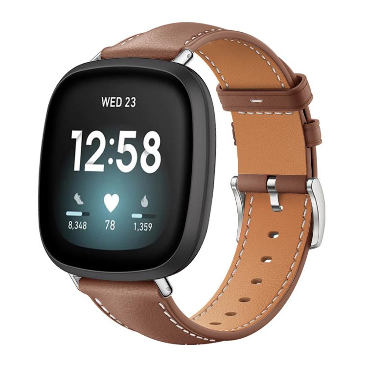 xDfind Flat Head Black Shark Fine Grain Leather Watch Band, For Fitbit Versa 4 / 3 / Sense2 / 1 20mm, For Fitbit Versa 2 / Versa / Versa Lite 22mm