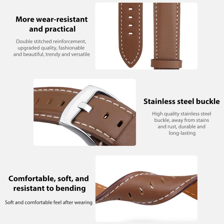 xDfind Flat Head Black Shark Fine Grain Leather Watch Band, For Xiaomi Band 10 Pro / 9 Pro / Redmi Watch 6, For Redmi Watch 3 Active / Lite 20mm, For Redmi Watch 3 20mm