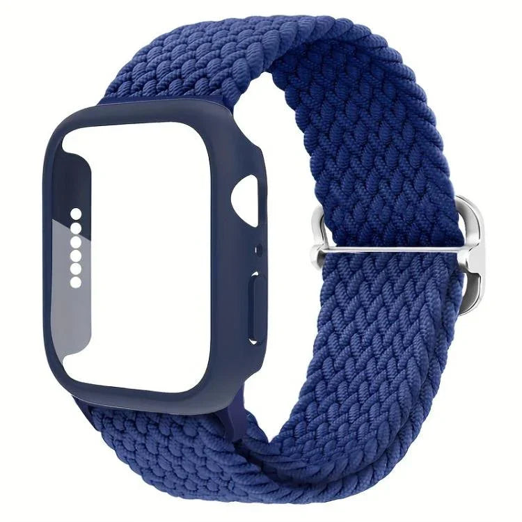 Ladder Buckle Loop Nylon Watch Band with Film Frosted PC Cover, For Apple Watch Series 44mm, For Apple Watch Series 40mm, For Apple Watch Series 10 / 11 46mm, For Apple Watch Series 10 / 11 42mm, For Apple Watch Series 45mm, For Apple Watch Series 41mm
