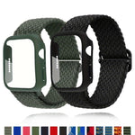 Ladder Buckle Loop Nylon Watch Band with Film Frosted PC Cover, For Apple Watch Series 44mm, For Apple Watch Series 40mm, For Apple Watch Series 10 / 11 46mm, For Apple Watch Series 10 / 11 42mm, For Apple Watch Series 45mm, For Apple Watch Series 41mm