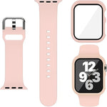 Pin Buckle Silicone Watch Band with Film Integrated PC Case, For Apple Watch Series 44mm, For Apple Watch Series 40mm, For Apple Watch Series 10 / 11 46mm, For Apple Watch Series 10 / 11 42mm, For Apple Watch Ultra 3 / 2 / 1 49mm                       ...