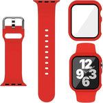 Pin Buckle Silicone Watch Band with Film Integrated PC Case, For Apple Watch Series 44mm, For Apple Watch Series 40mm, For Apple Watch Series 10 / 11 46mm, For Apple Watch Series 10 / 11 42mm, For Apple Watch Ultra 3 / 2 / 1 49mm                       ...