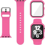 Pin Buckle Silicone Watch Band with Film Integrated PC Case, For Apple Watch Series 44mm, For Apple Watch Series 40mm, For Apple Watch Series 10 / 11 46mm, For Apple Watch Series 10 / 11 42mm, For Apple Watch Ultra 3 / 2 / 1 49mm                       ...