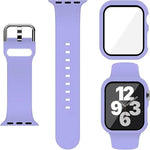 Pin Buckle Silicone Watch Band with Film Integrated PC Case, For Apple Watch Series 44mm, For Apple Watch Series 40mm, For Apple Watch Series 10 / 11 46mm, For Apple Watch Series 10 / 11 42mm, For Apple Watch Ultra 3 / 2 / 1 49mm                       ...