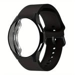 Silicone Watch Band with TPU Case, For Samsung Galaxy Watch 7 44mm, For Samsung Galaxy Watch 7 40mm, For Samsung Galaxy Watch 4 Classic 46mm, For Samsung Galaxy Watch 4 Classic 42mm