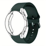 Silicone Watch Band with TPU Case, For Samsung Galaxy Watch 7 44mm, For Samsung Galaxy Watch 7 40mm, For Samsung Galaxy Watch 4 Classic 46mm, For Samsung Galaxy Watch 4 Classic 42mm