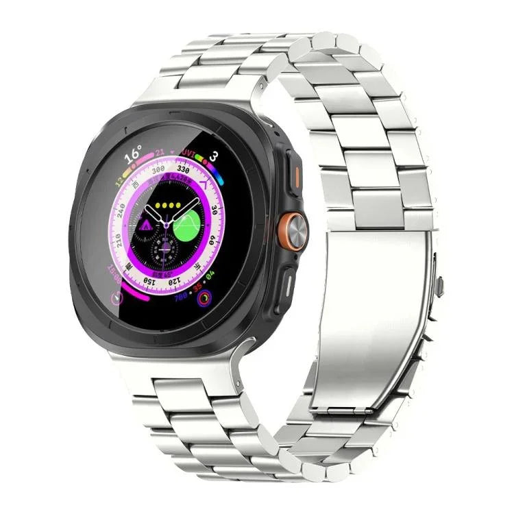 Three Beads Flat Buckle Titanium Alloy Watch Band, For Samsung Galaxy Watch Ultra / Ultra 2025, For Samsung Galaxy Watch8 / Watch8 Classic