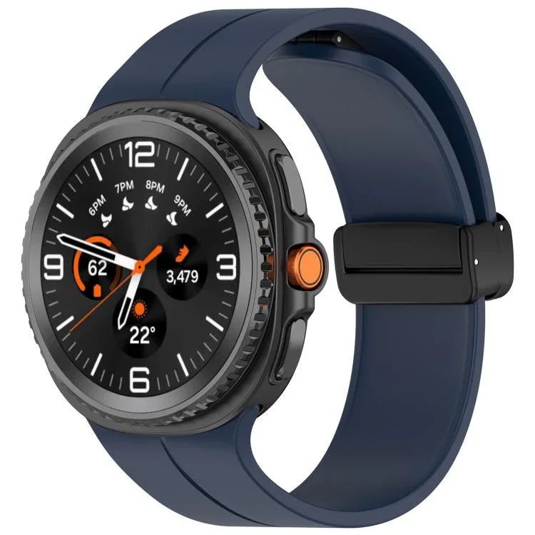 xDfind Fold Black Buckle Magnetic Silicone Watch Band, For Samsung Galaxy Watch8 / Watch8 Classic