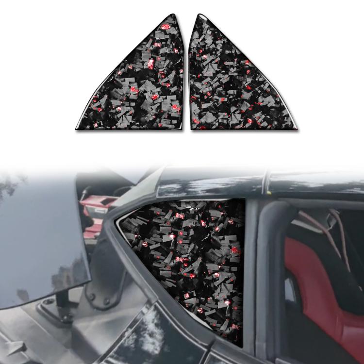 2pcs/Set Forged Gold Foil Carbon Fiber Car Rear Triangle Window Decorative Sticker for Chevrolet Corvette C8 2020-, Left and Right Driver, Rear Triangle Window