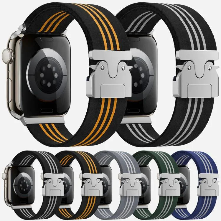 xDfind Parachute Buckle 3-Stripe Braided Nylon Watch Band, For Apple Watch 42 / 44 / 45 / 46 / 49mm, For Apple Watch 38 / 40 / 41 / S10 42mm