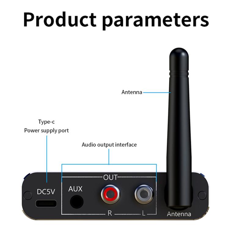 Portable Bluetooth Receiver Audio AUX Adapter Supports USB Disk, TF Card With Remote Control, D19