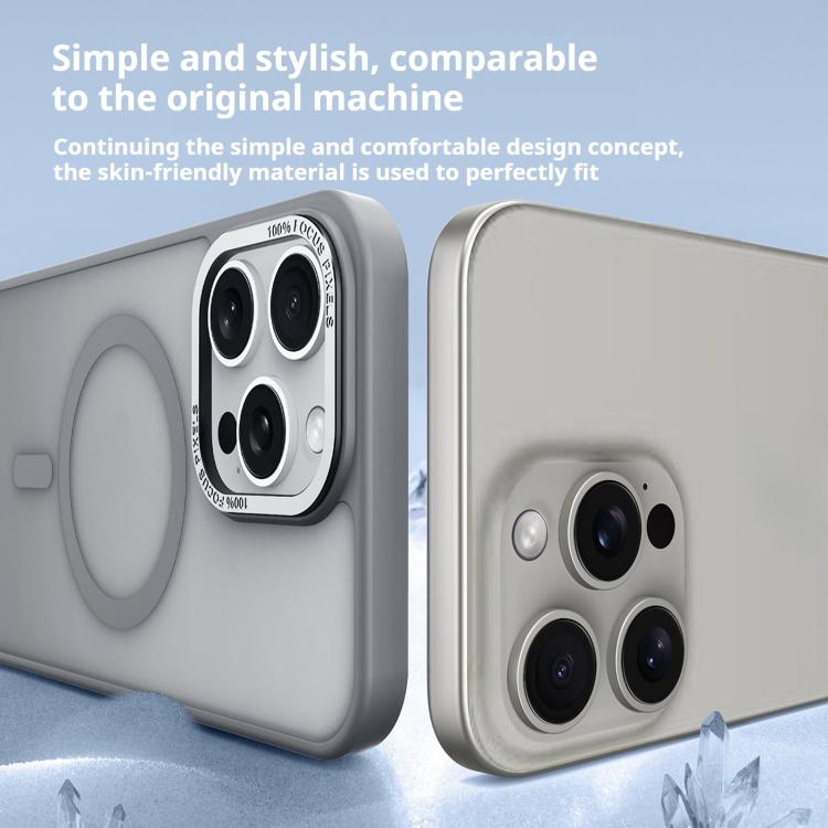 Kalebol Metal Lens Frame MagSafe Frosted PC Phone Case, For iPhone 16 Pro, For iPhone 16 Plus, For iPhone 16, For iPhone 15 Pro Max, For iPhone 15 Pro