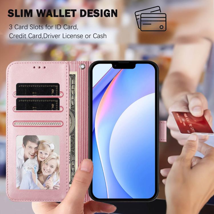 Litter Panda Embossing RFID Leather Phone Case with Lanyard, For iPhone 14 Pro Max, For iPhone SE 2022 / 2020 / 8 / 7, For iPhone 13 Pro Max, For iPhone 13 Pro, For iPhone 13 mini, For iPhone 12 / 12 Pro, For iPhone 12 Pro Max, For iPhone 12 mini