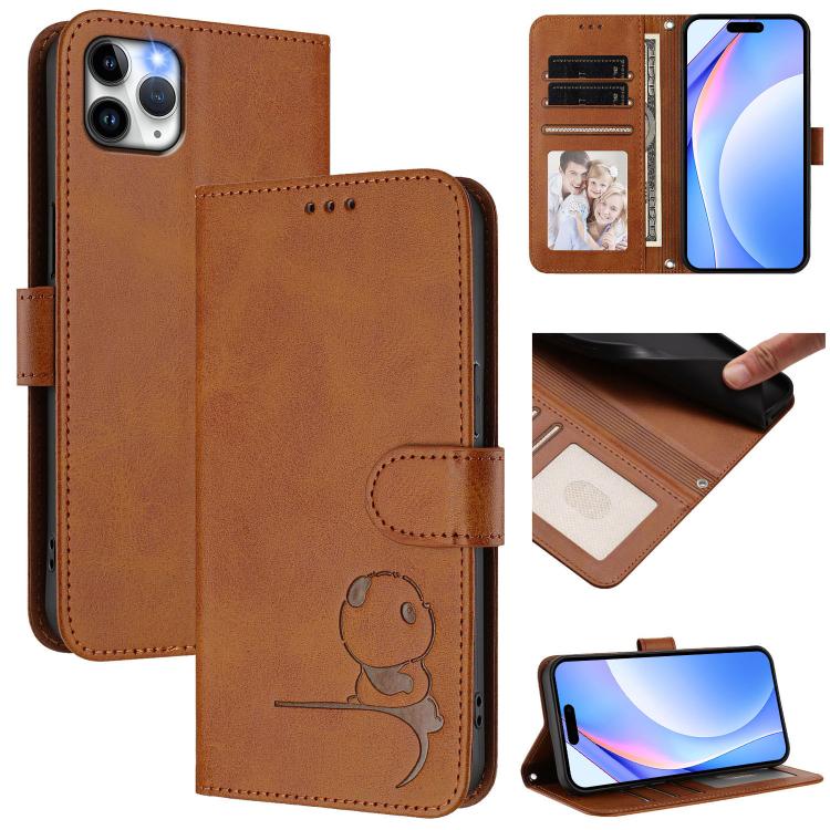 Litter Panda Embossing RFID Leather Phone Case with Lanyard, For iPhone 11 Pro Max, For iPhone 11, For iPhone 11 Pro, For iPhone X / XS, For iPhone XR, For iPhone XS Max, For iPhone 8 Plus / 7 Plus