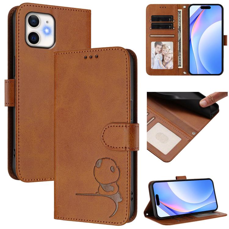 Litter Panda Embossing RFID Leather Phone Case with Lanyard, For iPhone 11 Pro Max, For iPhone 11, For iPhone 11 Pro, For iPhone X / XS, For iPhone XR, For iPhone XS Max, For iPhone 8 Plus / 7 Plus