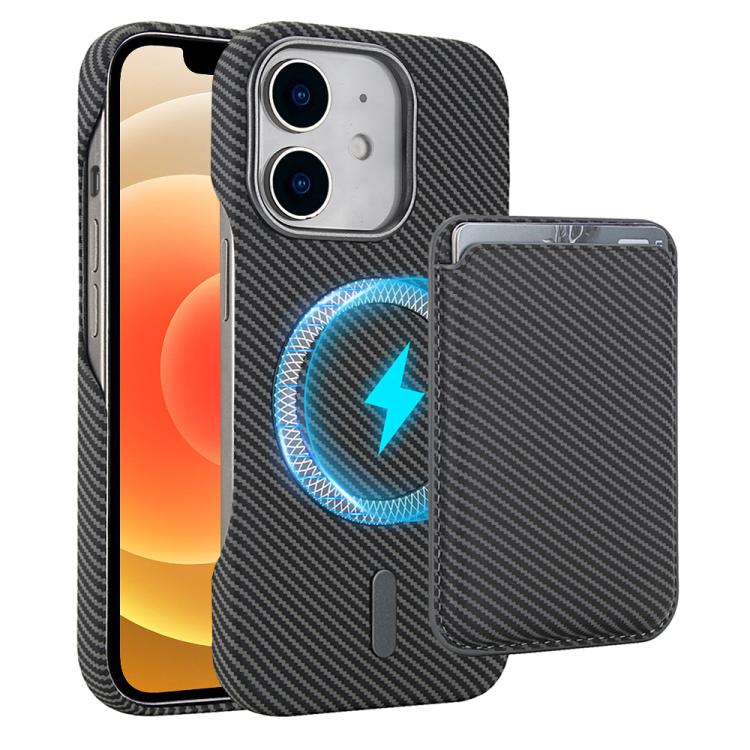 Carbon Fiber MagSafe Magnetic Card Holder Phone Case, For iPhone 13, For iPhone 12, For iPhone 12 Pro Max, For iPhone 12 Pro