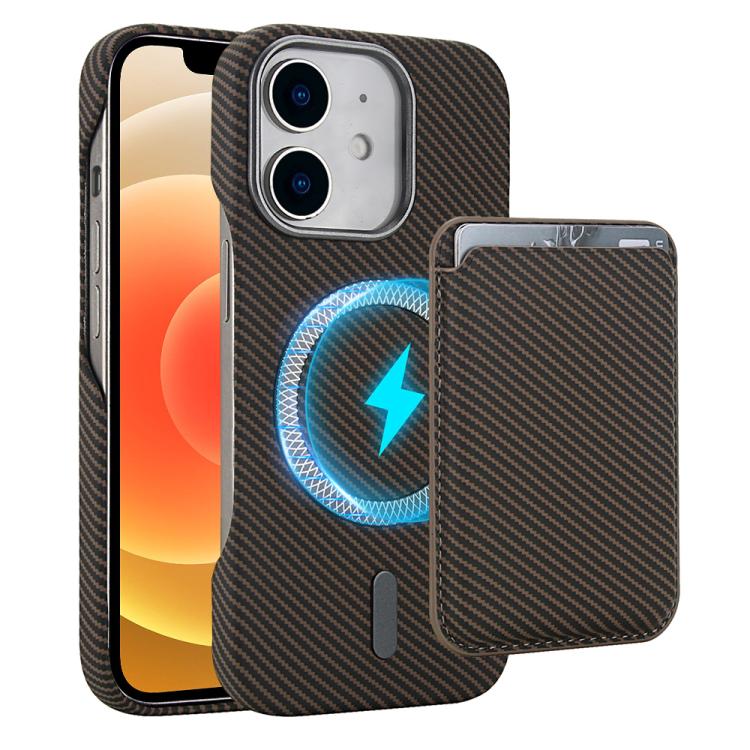 Carbon Fiber MagSafe Magnetic Card Holder Phone Case, For iPhone 13, For iPhone 12, For iPhone 12 Pro Max, For iPhone 12 Pro
