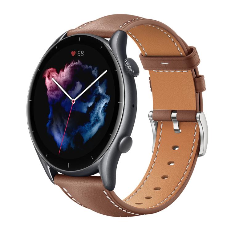 xDfind Flat Head Black Shark Fine Grain Leather Watch Band, 22mm For Amazfit GTR 4/3/3 Pro/Bip6/Bip5, 20mm For Amazfit GTS4 mini/GTS3/2/2E