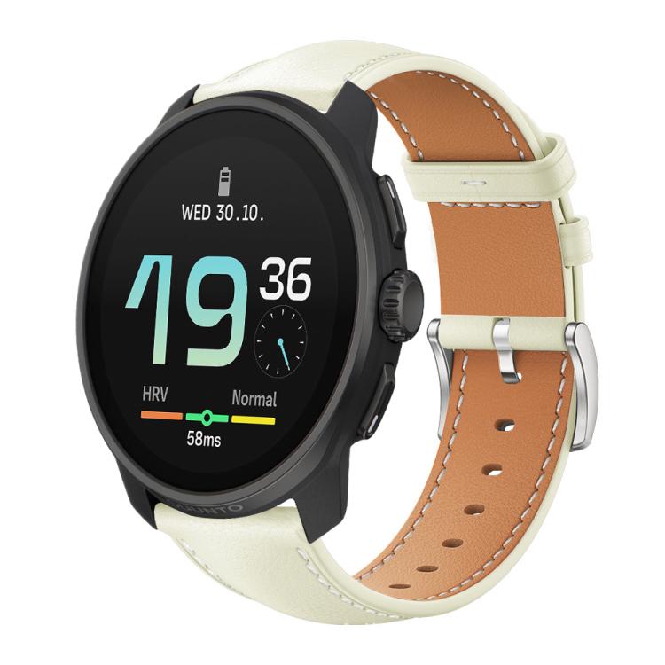 xDfind Flat Head Black Shark Fine Grain Leather Watch Band, 22mm For Suunto Race S / Race / 9 Peak / 5 Peak