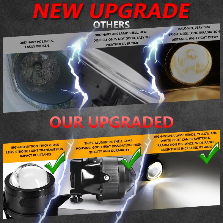 T09 2pcs/Pack 55W 3 inch High Power Dual Lens Fog Light, T09 Four-corner Universal, T09 Oblique Universal