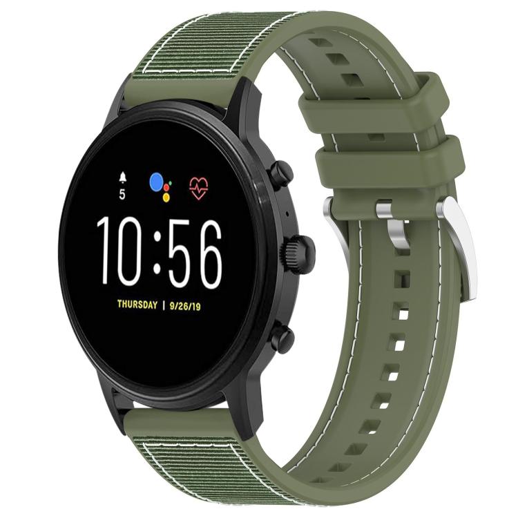 xDfind Hybrid Nylon Braid Silicone Watch Band, 22mm For Fossil Gen 5 Carlyle / Julianna