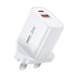 REMAX U187 30W USB and Type-C GaN Fast Charger, EU Plug, UK Plug