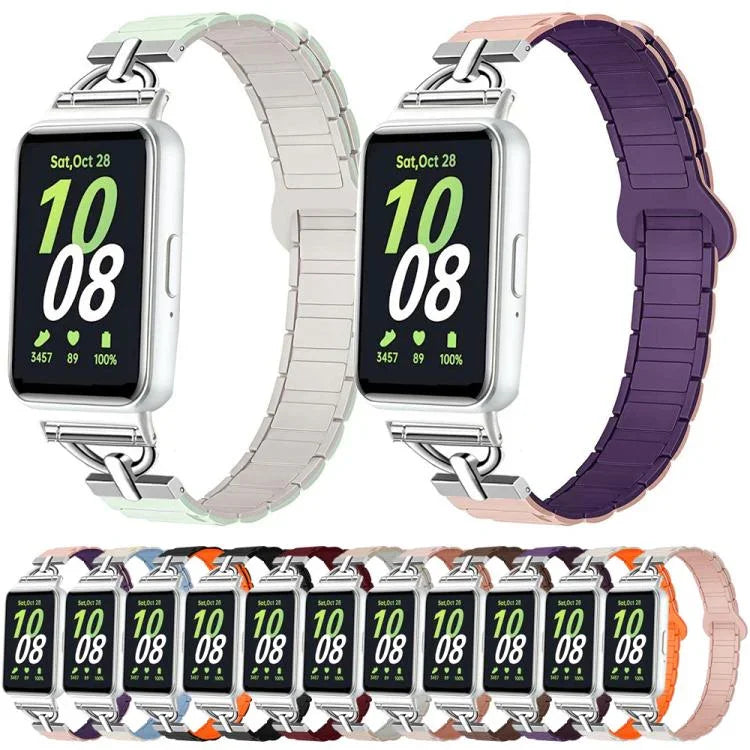 D-shaped Tri-beads Magnetic Silicone Watch Band, For Samsung Galaxy Fit3