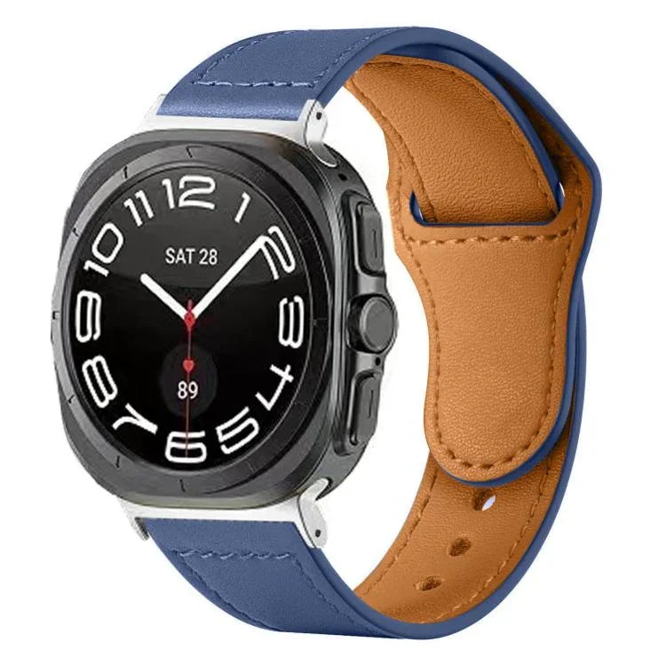 Rivet Reverse Buckle Leather Watch Band, For Samsung Galaxy Watch Ultra 47mm / Ultra 2025