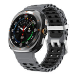 Ocean Two Color Dual-Row Hole Silver Buckle Silicone Watch Band, For Samsung Galaxy Watch Ultra / Ultra 2025