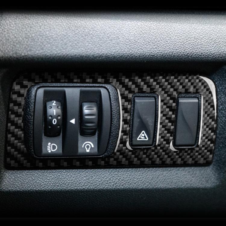 Carbon Fiber Car Headlight Button Frame Decorative Sticker for Renault Fluence 2009-2017 / Megane 2008-2016, Left and Right Driver, Headlight Button Frame