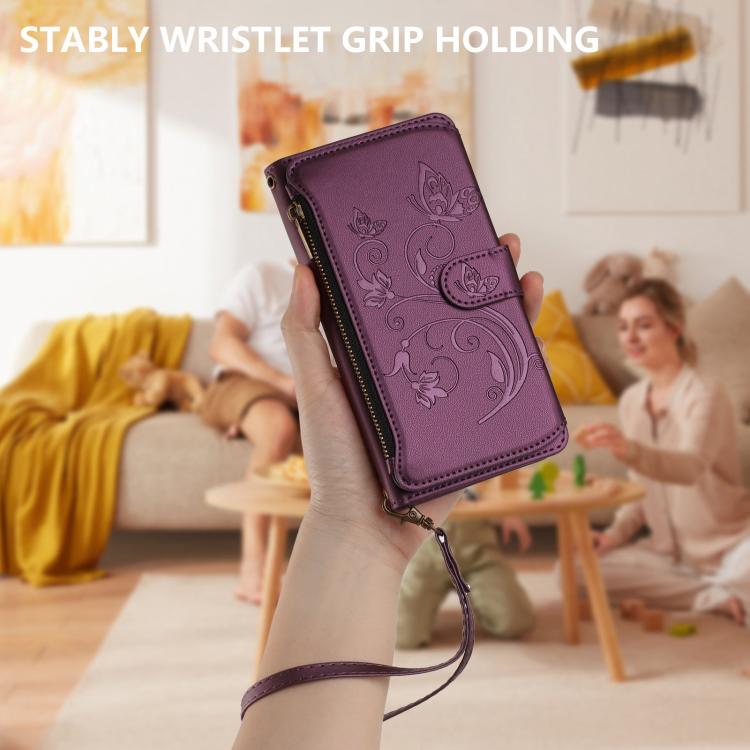 Butterfly Love Flower Multi-card Zipper Wallet Leather Phone Case, For iPhone 15, For iPhone 14 Plus, For iPhone 14 / 13, For iPhone 14 Pro, For iPhone 14 Pro Max, For iPhone 7 / 8 / SE 2022