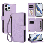 Butterfly Love Flower Multi-card Zipper Wallet Leather Phone Case, For iPhone 13 Pro Max, For iPhone 13 Pro, For iPhone 13 mini, For iPhone 12 / 12 Pro, For iPhone 12 Pro Max, For iPhone 12 mini
