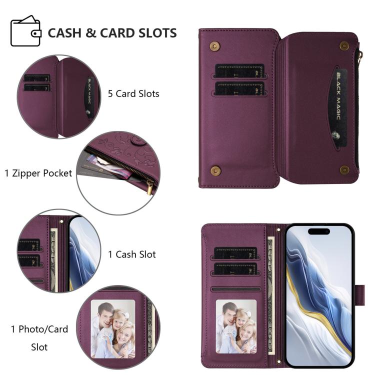 Butterfly Love Flower Multi-card Zipper Wallet Leather Phone Case, For iPhone 11 Pro Max, For iPhone 11, For iPhone 11 Pro, For iPhone X / XS, For iPhone XR, For iPhone XS Max