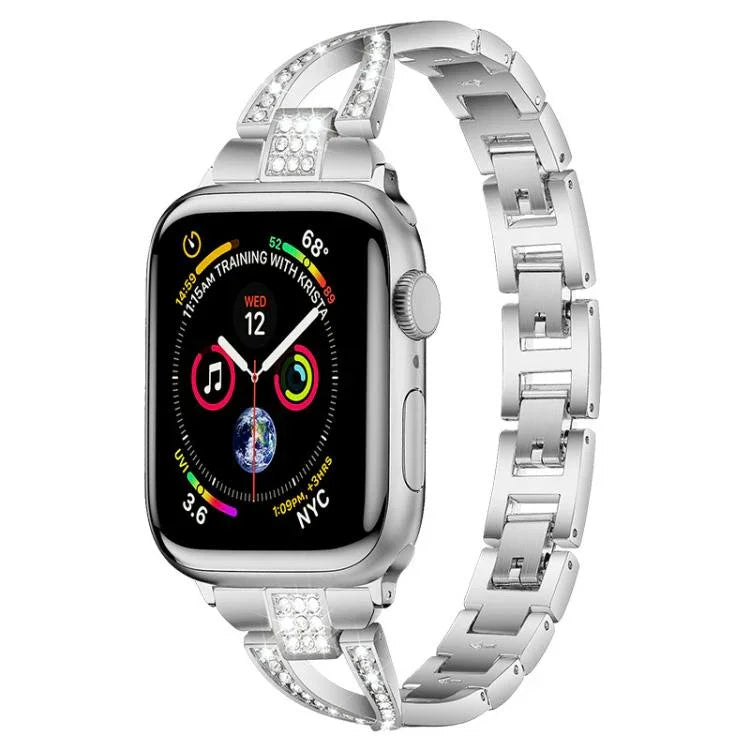 xDfind X-Shaped Single Row Diamond Metal Watch Band, For Apple Watch 42 / 44 / 45 / 46 / 49mm, For Apple Watch 38 / 40 / 41 / S10 42mm