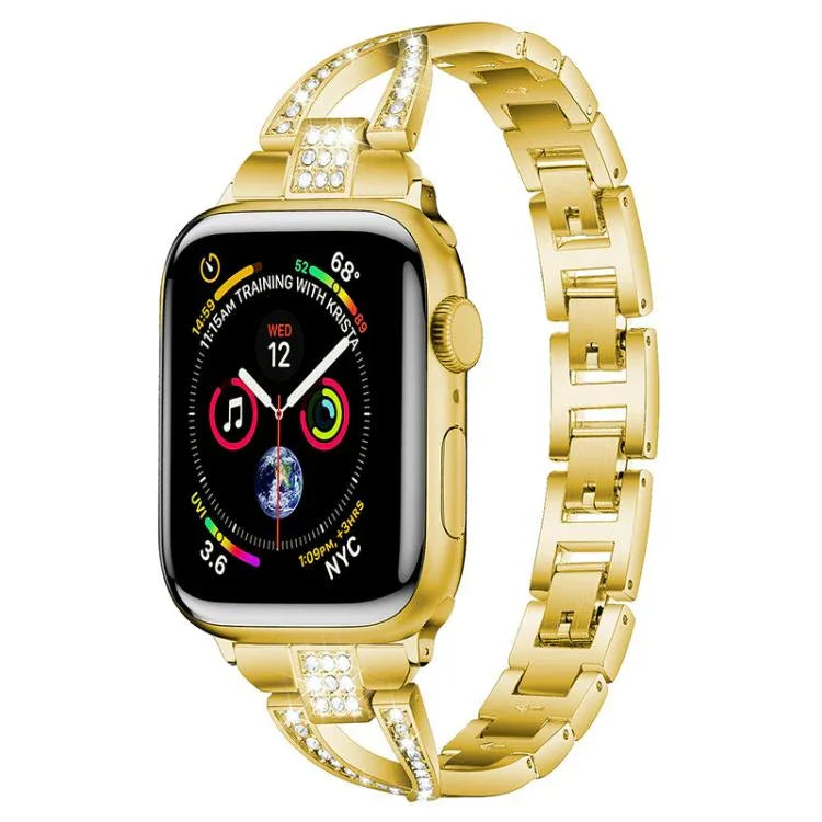 xDfind X-Shaped Single Row Diamond Metal Watch Band, For Apple Watch 42 / 44 / 45 / 46 / 49mm, For Apple Watch 38 / 40 / 41 / S10 42mm