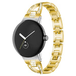 xDfind X-Shaped Single Row Diamond Metal Watch Band, For Google Pixel Watch 4 / 3 / 2 / 1 41mm