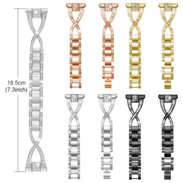 xDfind X-Shaped Single Row Diamond Metal Watch Band, For Samsung Galaxy Watch Ultra/Ultra 2025, For Samsung Galaxy Watch8 / 8 Classic, For Samsung Galaxy Watch 7 / 6 / 5 / FE