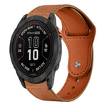 xDfind Rivet Buckle Genuine Leather Watch Band, For Garmin Fenix 8/7X/6X/5X 26mm, For Garmin Fenix 8/7/6/5 22mm
