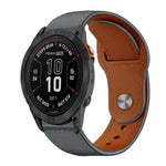 xDfind Rivet Buckle Genuine Leather Watch Band, For Garmin Fenix 8/7X/6X/5X 26mm, For Garmin Fenix 8/7/6/5 22mm