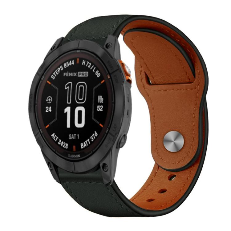 xDfind Rivet Buckle Genuine Leather Watch Band, For Garmin Fenix 8/7X/6X/5X 26mm, For Garmin Fenix 8/7/6/5 22mm