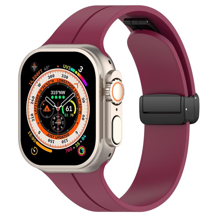 xDfind  Flat Head Groove Folding Black Buckle Silicone Watch Band, For Apple Watch 42 / 44 / 45 / 46 / 49mm, For Apple Watch 38 / 40 / 41 / S10 42mm