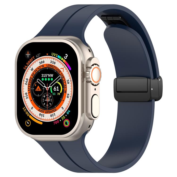 xDfind  Flat Head Groove Folding Black Buckle Silicone Watch Band, For Apple Watch 42 / 44 / 45 / 46 / 49mm, For Apple Watch 38 / 40 / 41 / S10 42mm