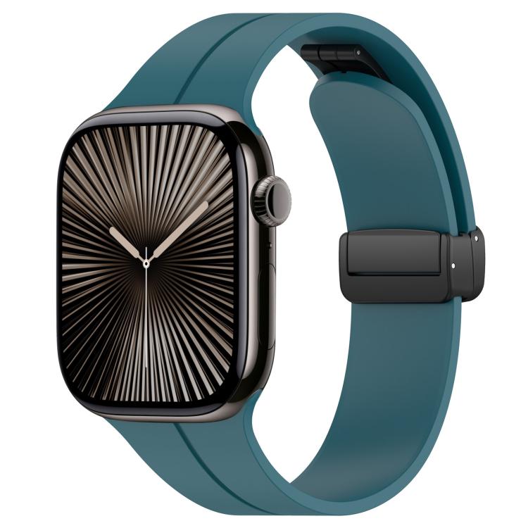 xDfind  Flat Head Groove Folding Black Buckle Silicone Watch Band, For Apple Watch 42 / 44 / 45 / 46 / 49mm, For Apple Watch 38 / 40 / 41 / S10 42mm